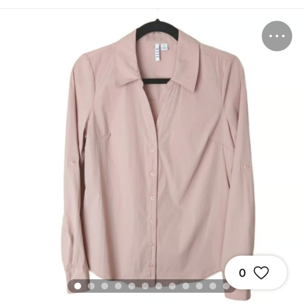Elle Women's Pink Button-Up Regal Princess Blouse Size Medium